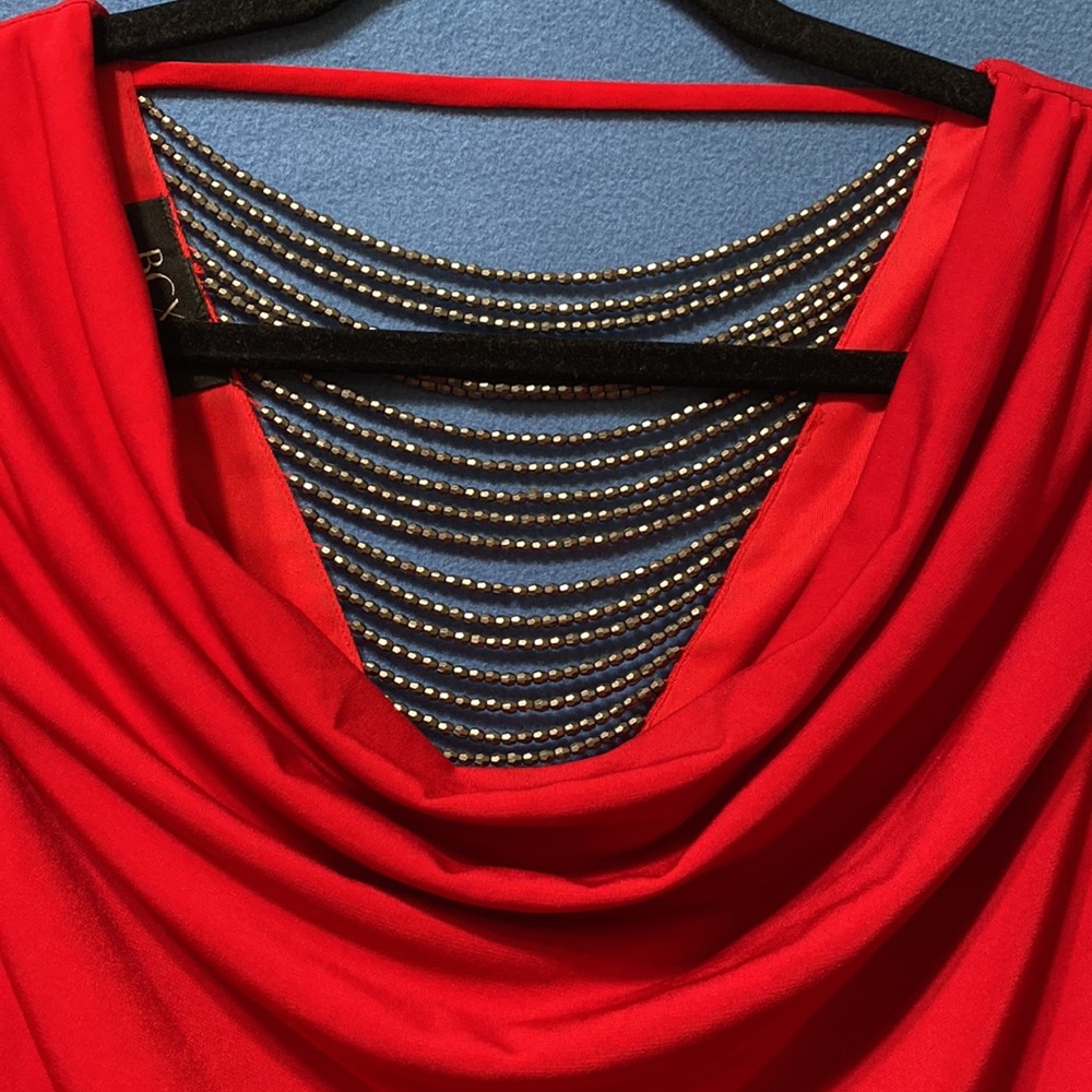 Very beautiful red blouse with open back by BCC size M used - Picture 7 of 12